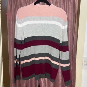 Karen Scott 100% Cotton Striped Sweater
